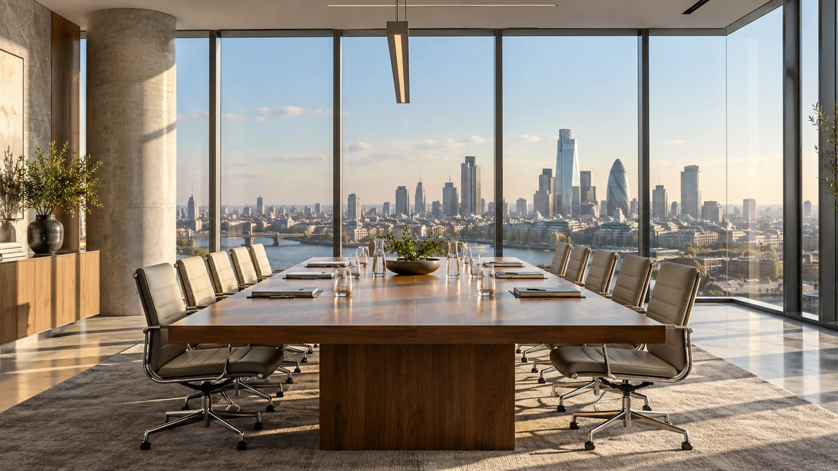 Sala de reuniones con vista a la ciudad